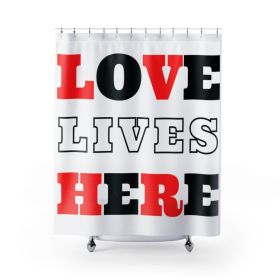 Home Decor, Fabric Shower Curtain - Waterproof, Love Lives Here Christian Inspiration