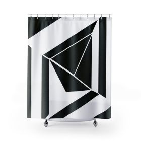 Decorative Fabric Shower Curtain - Waterproof, Black And White Geometric Pattern