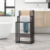 Metal Freestanding Towel Rack 3 Tiers Hand Towel Holder Organizer for Bathroom Accessories;  Black