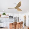 52 Inch Indoor Ceiling Fan With 6 Speed Remote Control 3 Solid Wood Blade Reversible DC Motor For Home