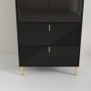 ONLY PICK UP Black Light Luxury Wine Cabinet with Two Drawers and One Door