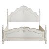 Victorian Style Antique White Full Bed 1pc Traditional Bedroom Furniture Floral Motif Carving Classic Look Posts