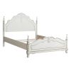 Victorian Style Antique White Full Bed 1pc Traditional Bedroom Furniture Floral Motif Carving Classic Look Posts