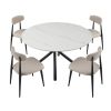 53.15" Modern Round Dining Table White Sintered Stone Tabletop with 4pcs Metal Cross Legs