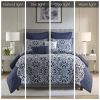 7 Piece Flocking Comforter Set with Euro Shams and Throw Pillows