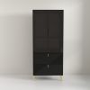 ONLY PICK UP Black Light Luxury Wine Cabinet with Two Drawers and One Door