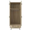 Density board pasted with triamine 9398-1 oak color black copper feet 4 doors 2 drawers with clothes rail wooden wardrobe