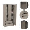 Rowaton 2-Drawer 3-Door Armoire Light Gray