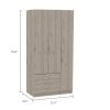 Rowaton 2-Drawer 3-Door Armoire Light Gray