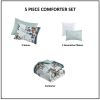 5 Piece Cotton Floral Comforter Set with Throw Pillows